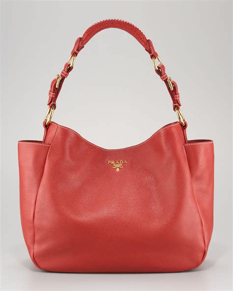 prada vitello daino hobo red|prada vitello daino tote bag.